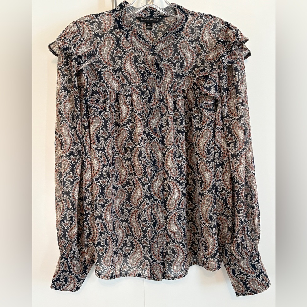 Paisley Print Semi-sheer blouse by Banana Republic